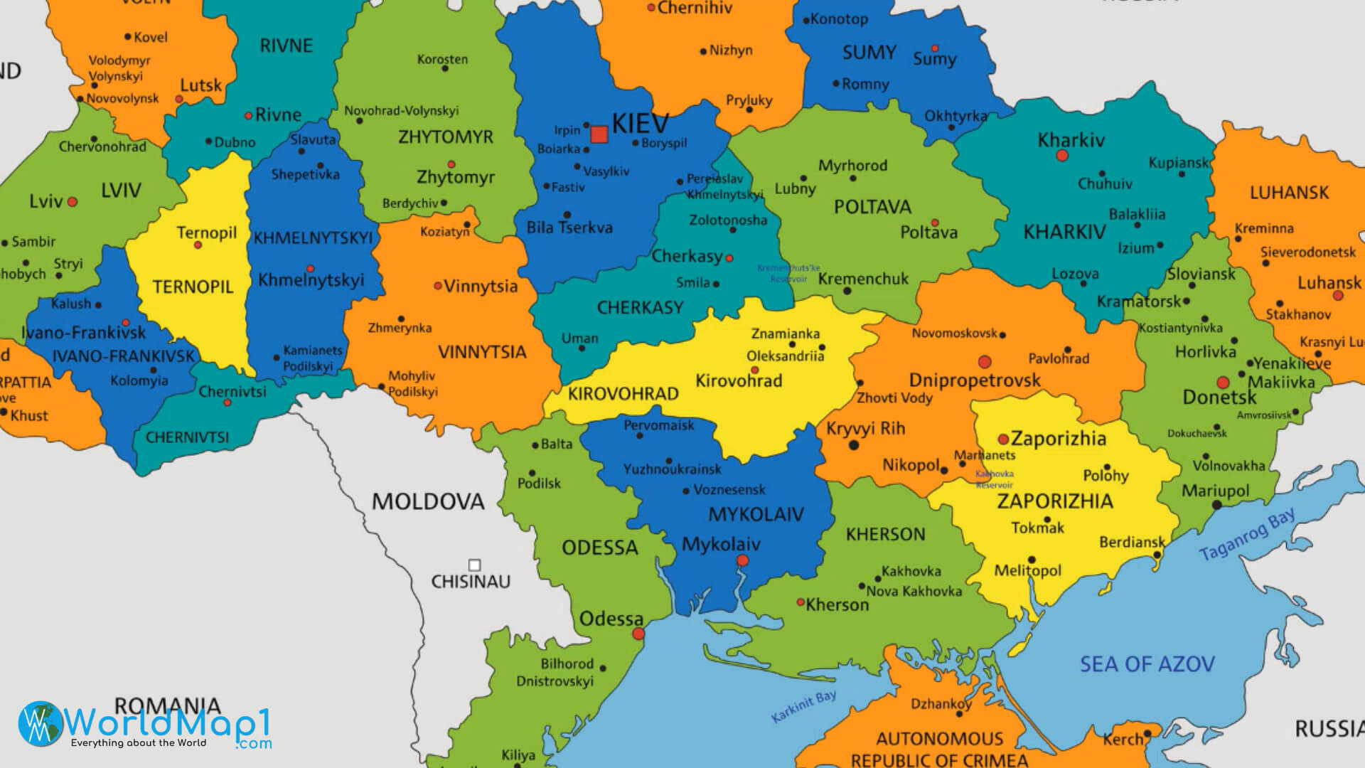 Regions Map of Ukraine